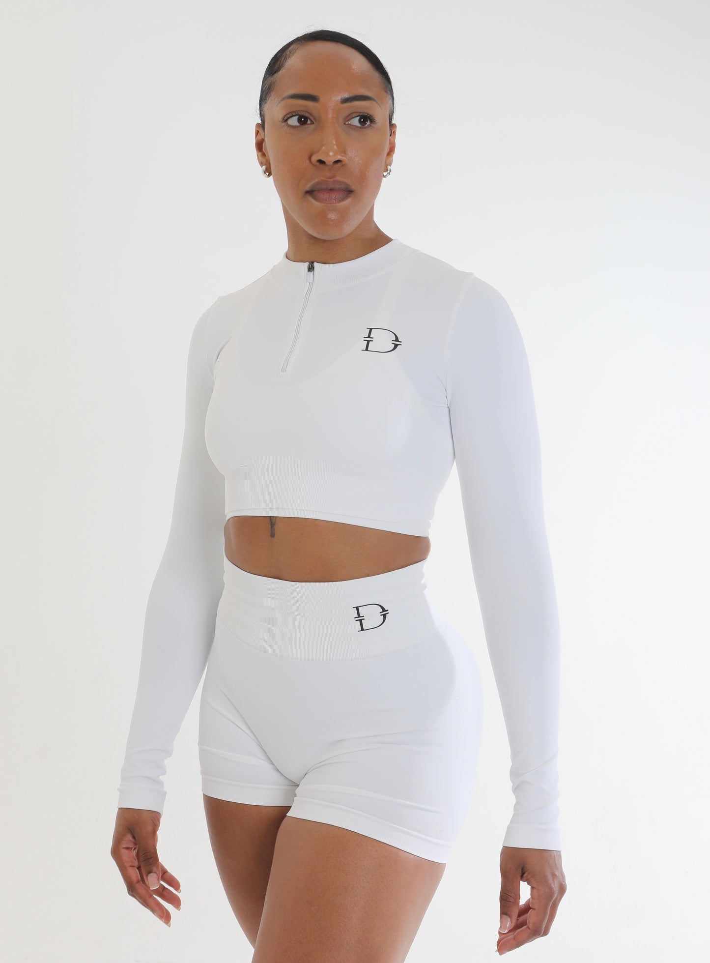 Conquest Half Zip Long sleeve Crop Top