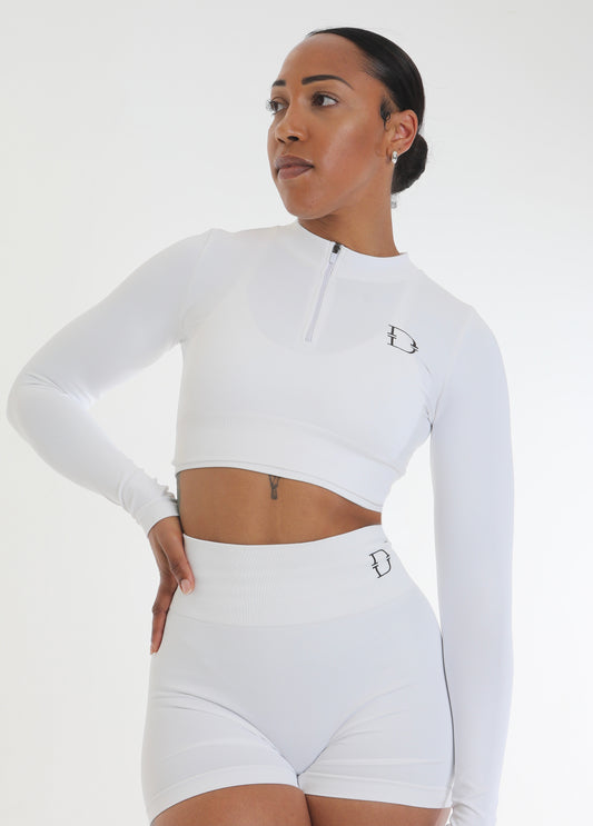 Conquest Half Zip Long sleeve Crop Top