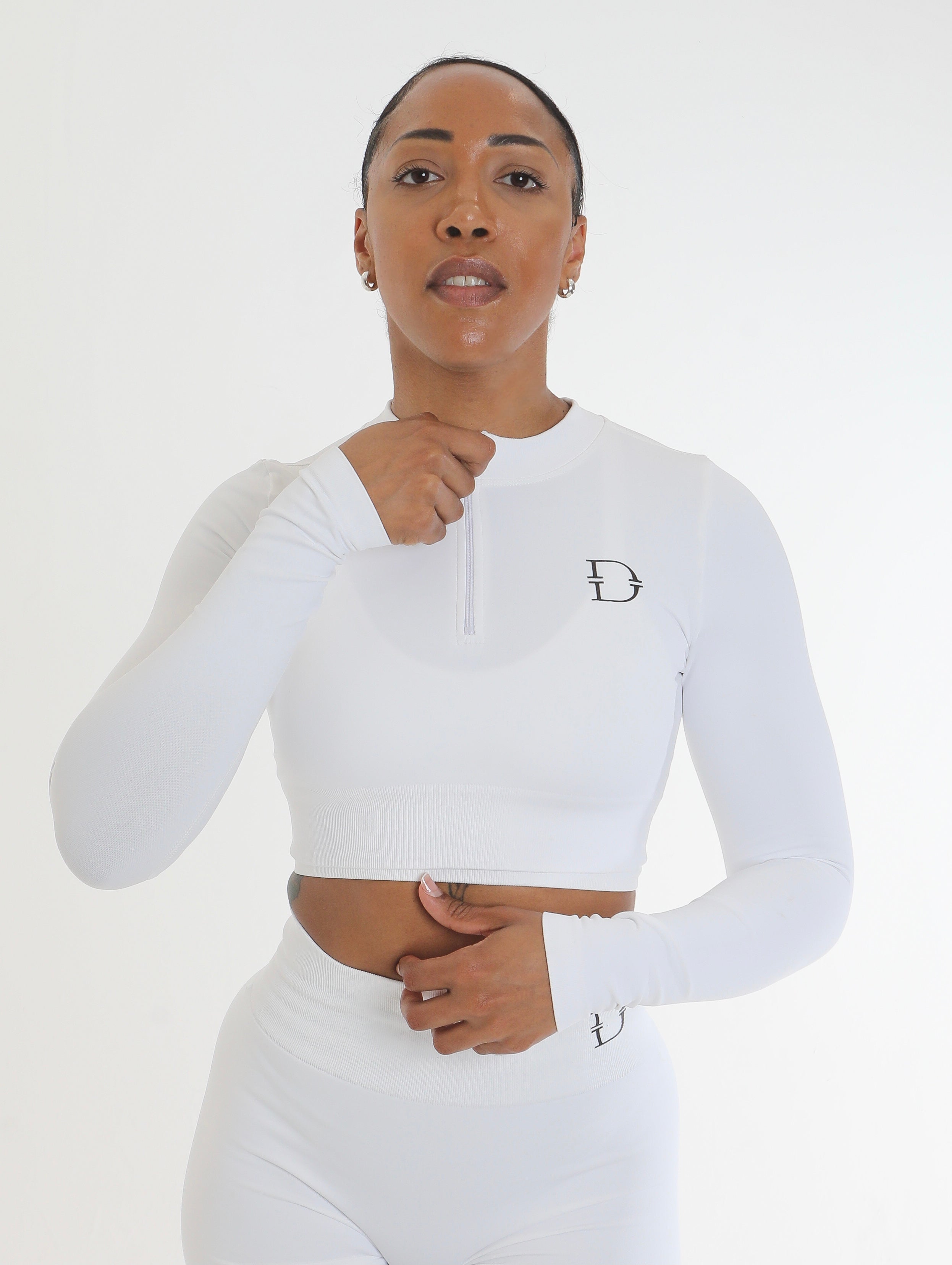 Conquest Half Zip Long sleeve Crop Top