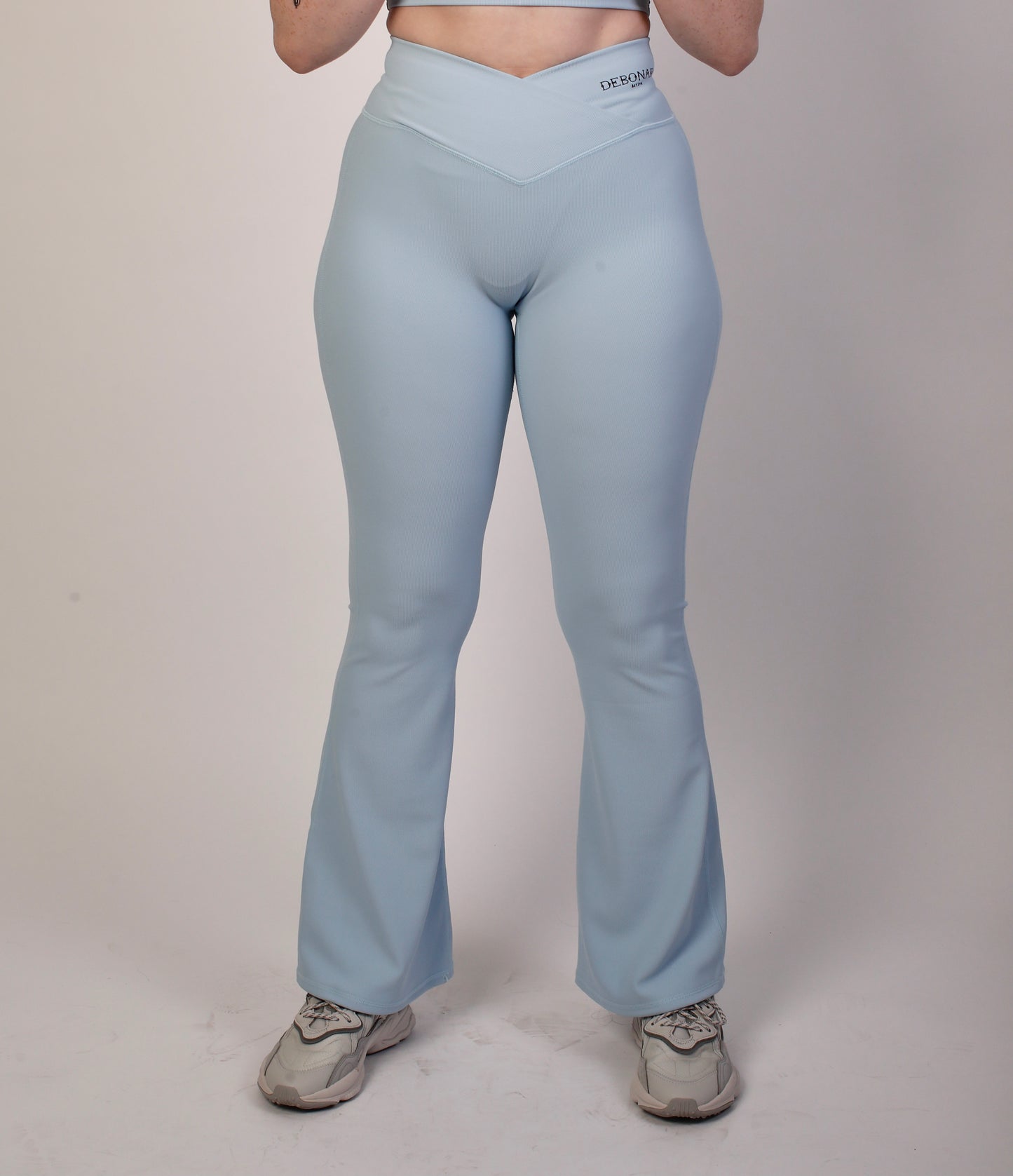 Cross Waist Ribbed Flared Leggings